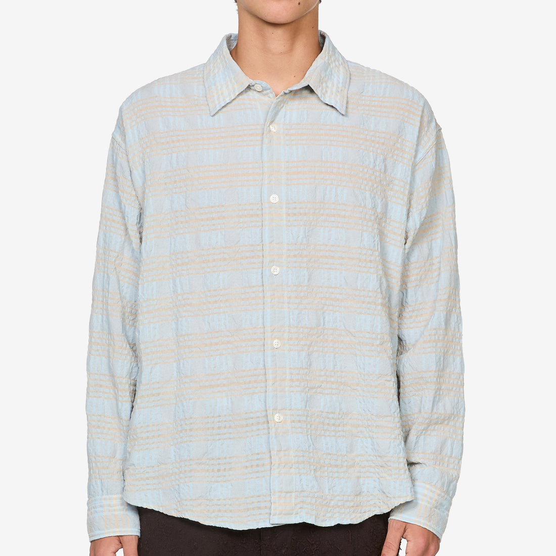 Exact Shirt Pale Blue Structured Check Shirts