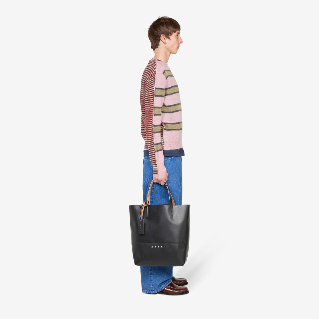 Marni Tag Open Shopper Black Accessories