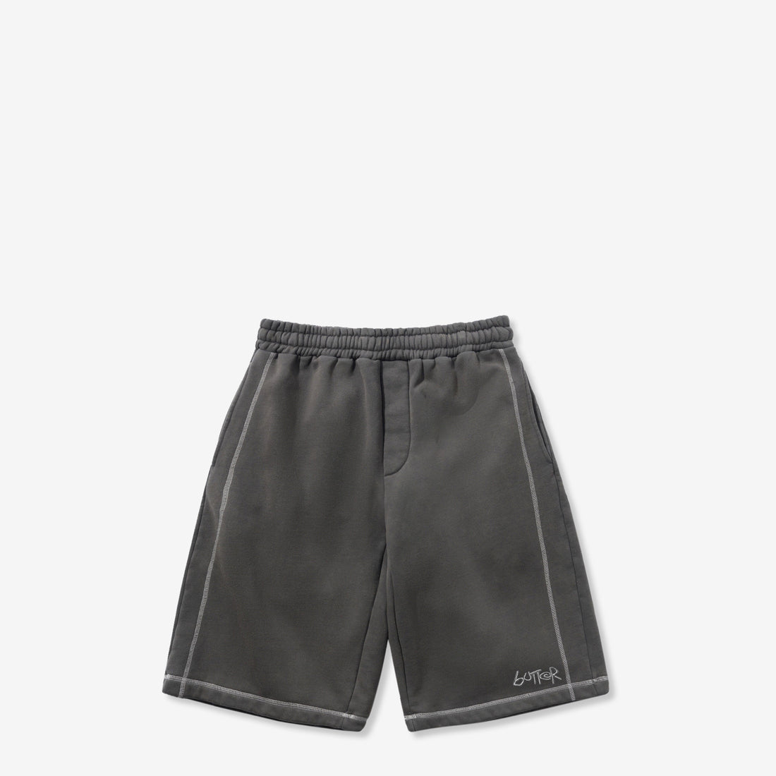Overlock Stitch Fleece Shorts Washed Black Shorts