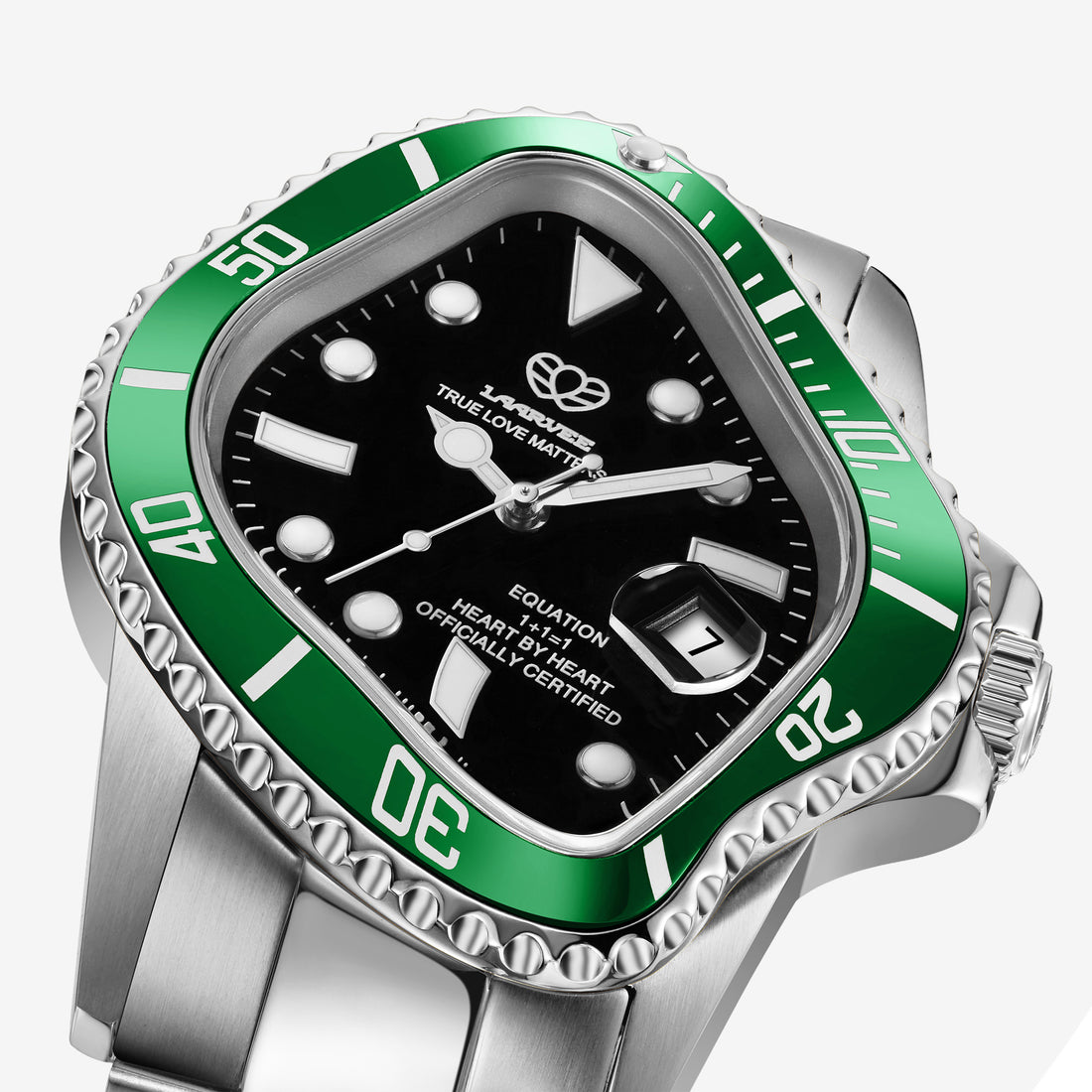 PEA001 Silver Precision Steel | Green Bezel | Black Dial 40mm Jewellery