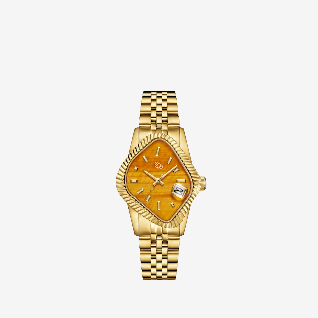 PEA003 Golden Precision Steel | Fluted Bezel | Tiger's Eye Dial 38mm Jewellery