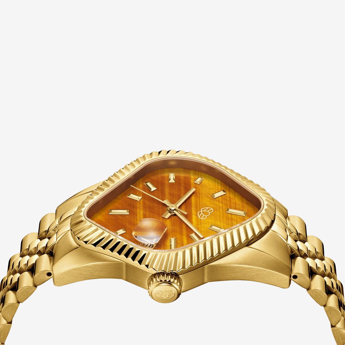 PEA003 Golden Precision Steel | Fluted Bezel | Tiger's Eye Dial 38mm Jewellery