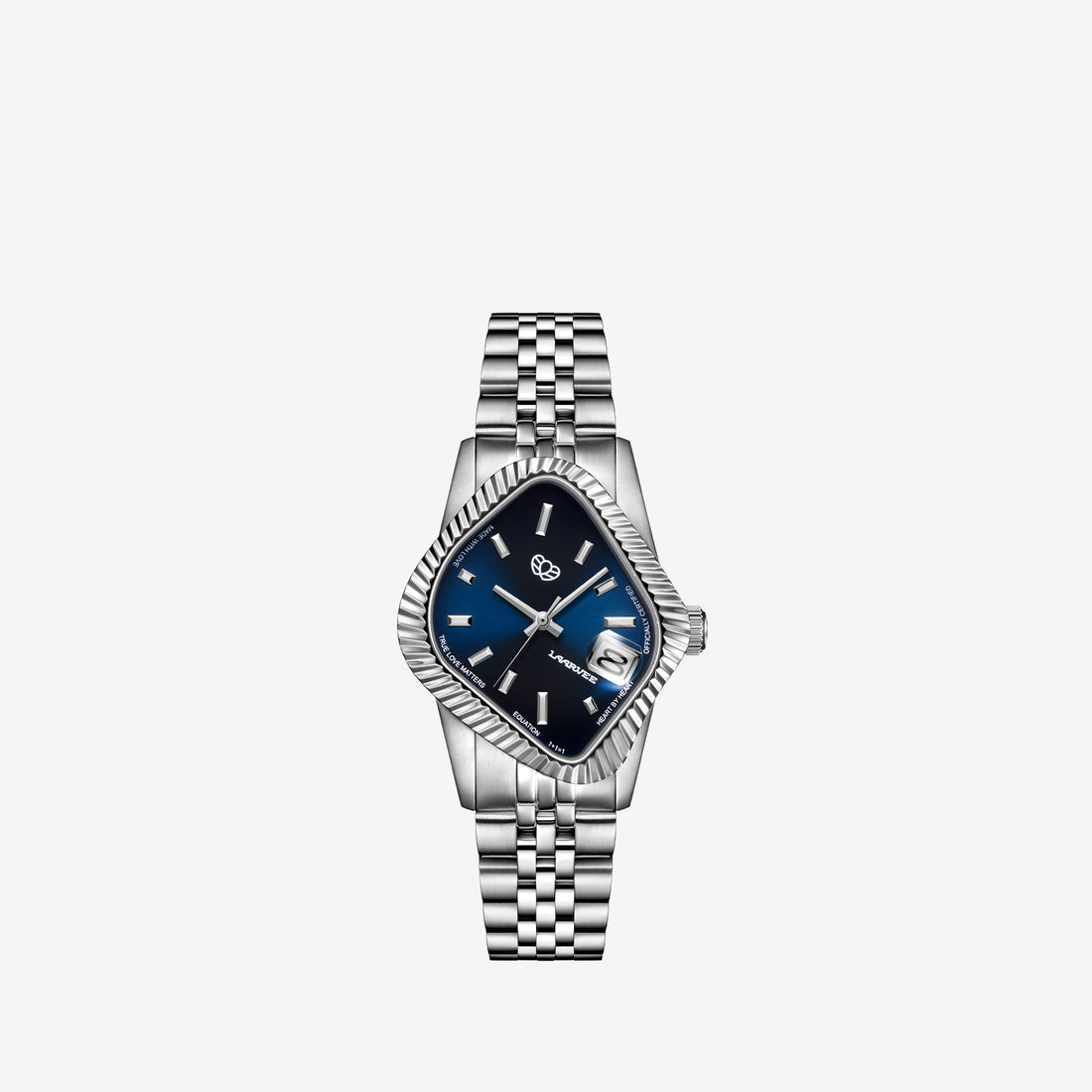 PEA003 Silver Precision Steel | Fluted Bezel | Dark Blue Dial 38mm Jewellery