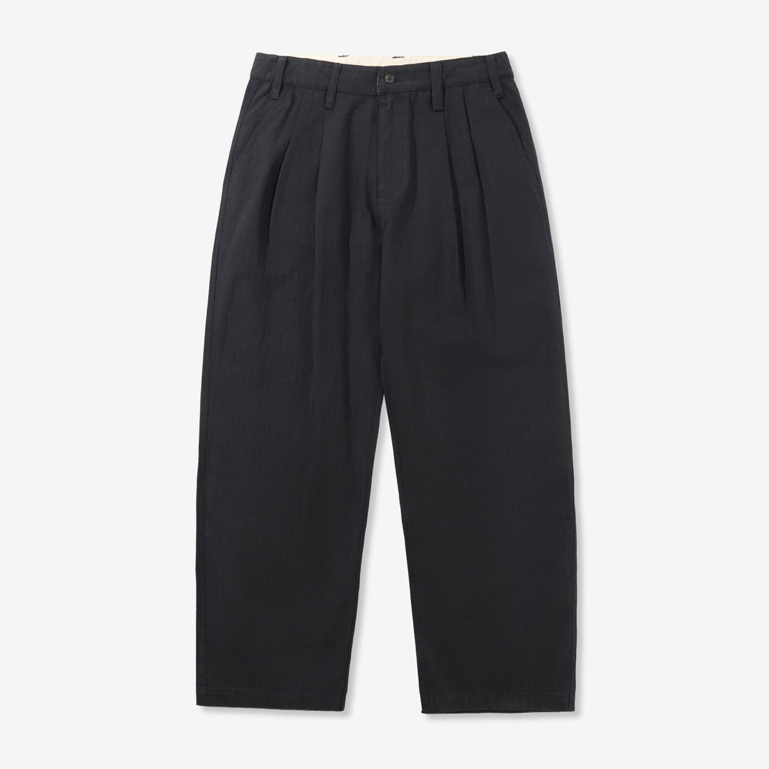 Pleated Trousers Washed Black Pants