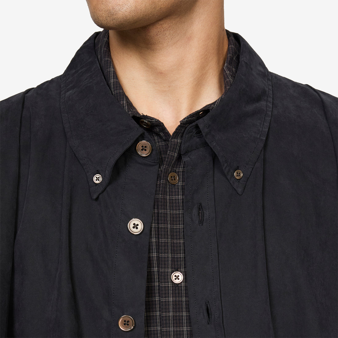 Double Borrowed Shirt Black Faux Lumberjack Check Shirts