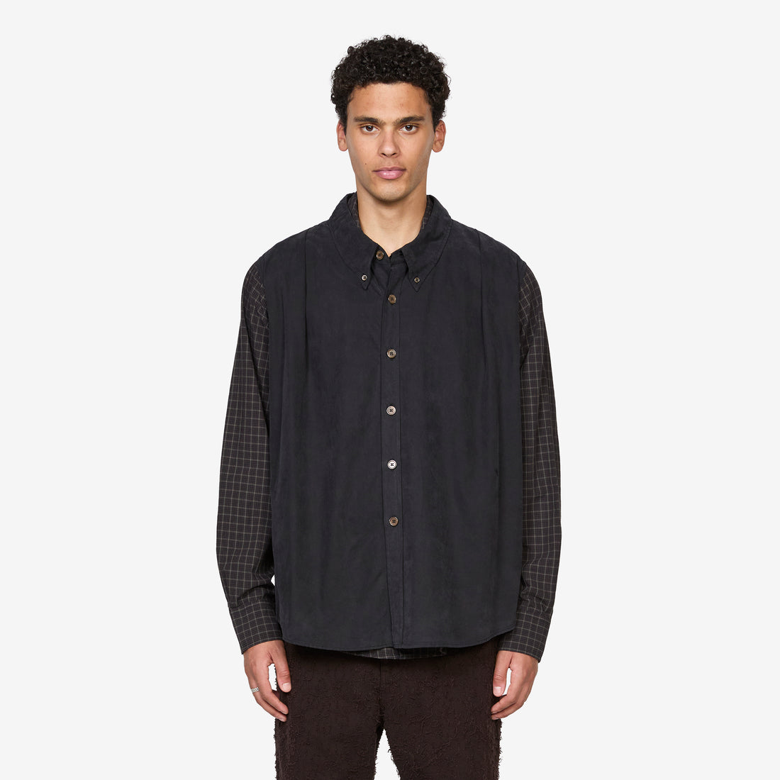 Double Borrowed Shirt Black Faux Lumberjack Check Shirts