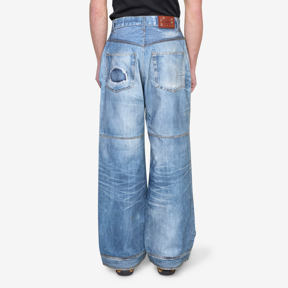 Custom-Like Printed Denim Pants Blue Pants