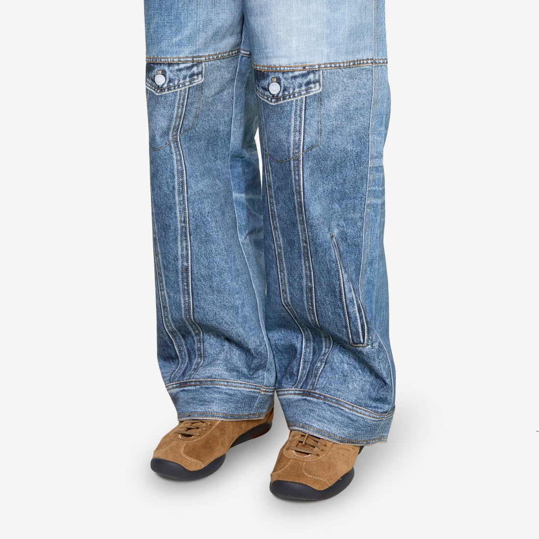 Custom-Like Printed Denim Pants Blue Pants