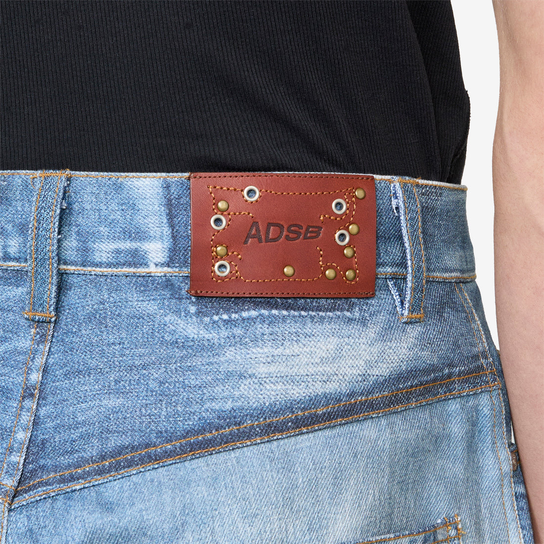 Custom-Like Printed Denim Pants Blue Pants