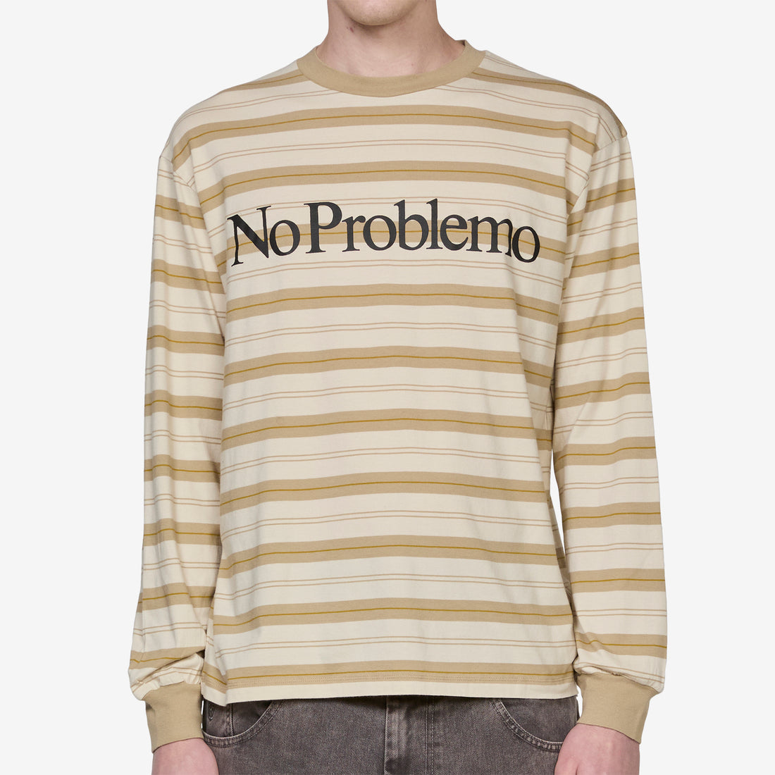 No Problemo Striped Longsleeve T-Shirt Sand Tees
