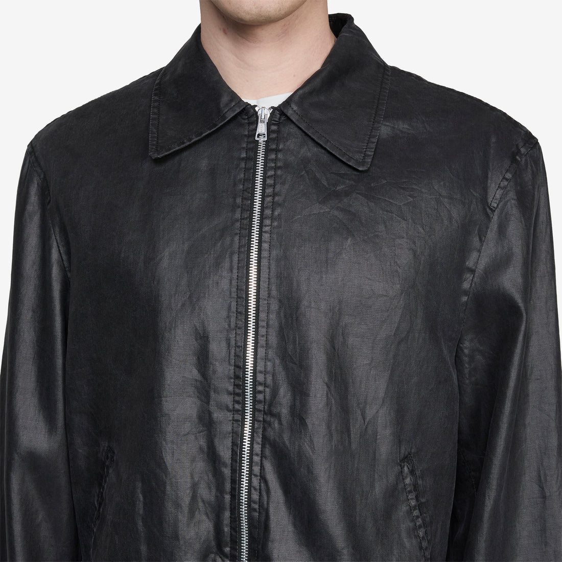 Mini Jacket Worker Lacquer Black Mirror Tencel Jackets