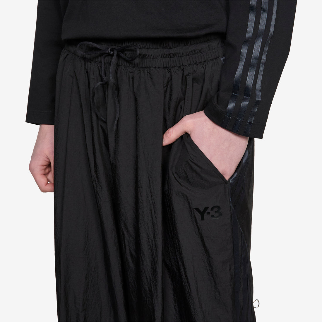 Y-3 Gradient 3 Stripes Nylon Wide Pants Black Pants