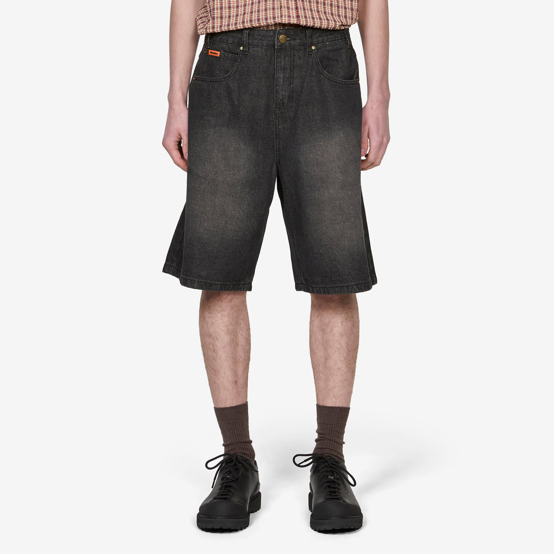 Baggy Denim Shorts Slub Black Shorts