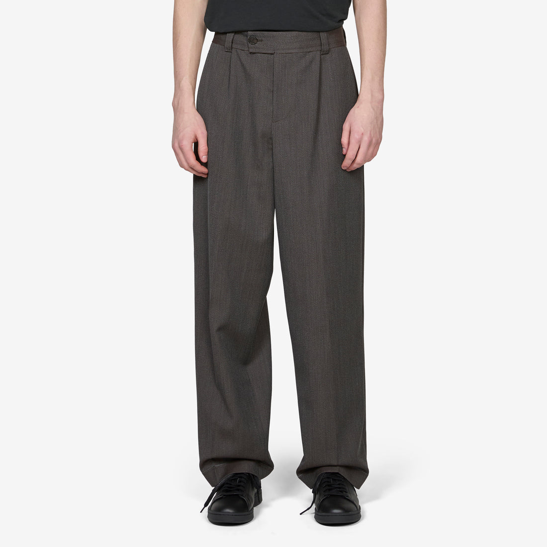 Patch Trousers Taupe Wool Twill Pants