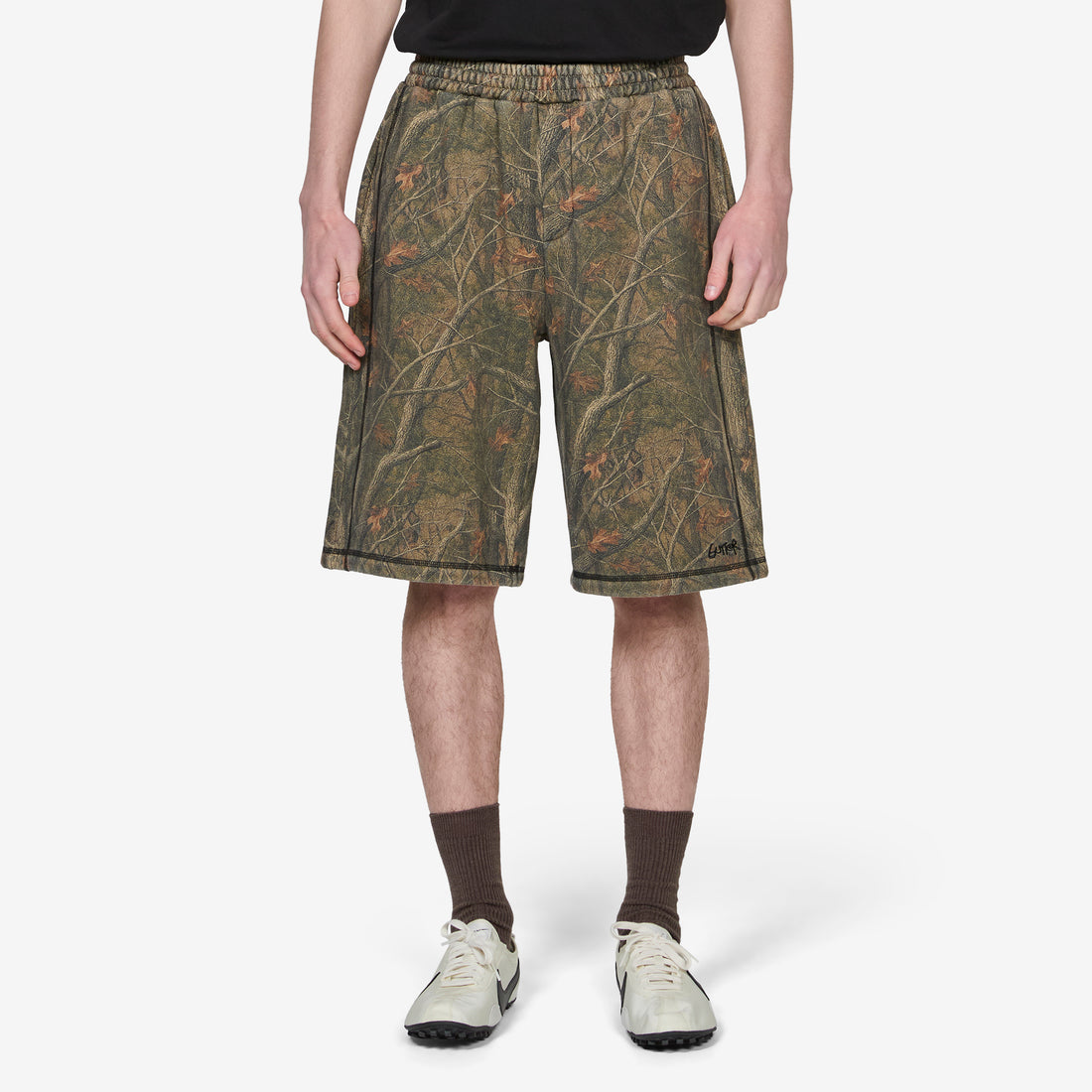 Overlock Stitch Fleece Shorts Forest Camo Shorts