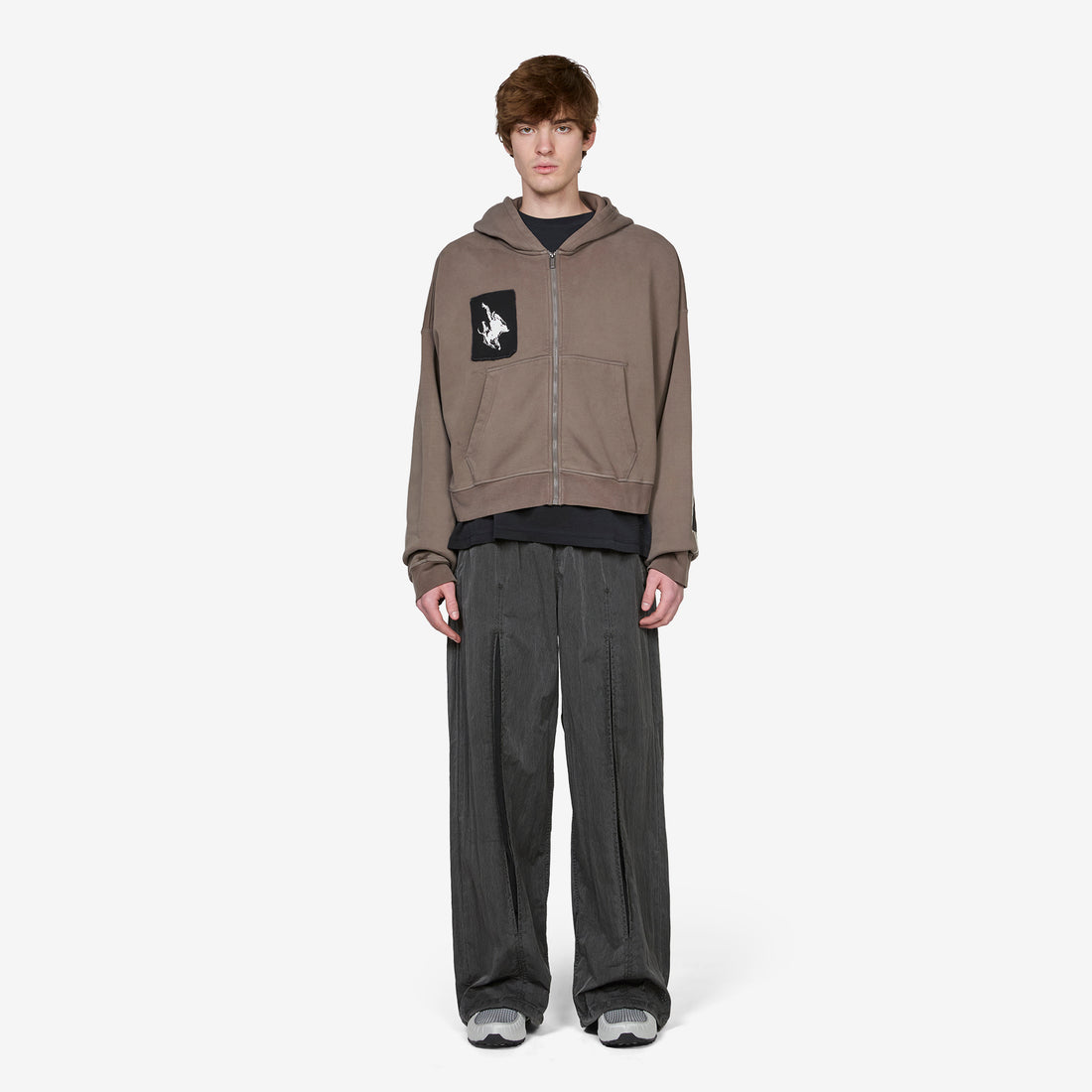 Fleece Cropped Full-Zip Graphic Hoodie Cave Stone Jumpers