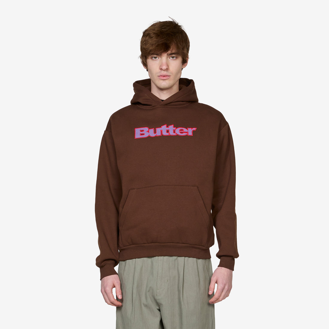 Ripstop Logo Applique Pullover Hood Dark Brown Jumpers