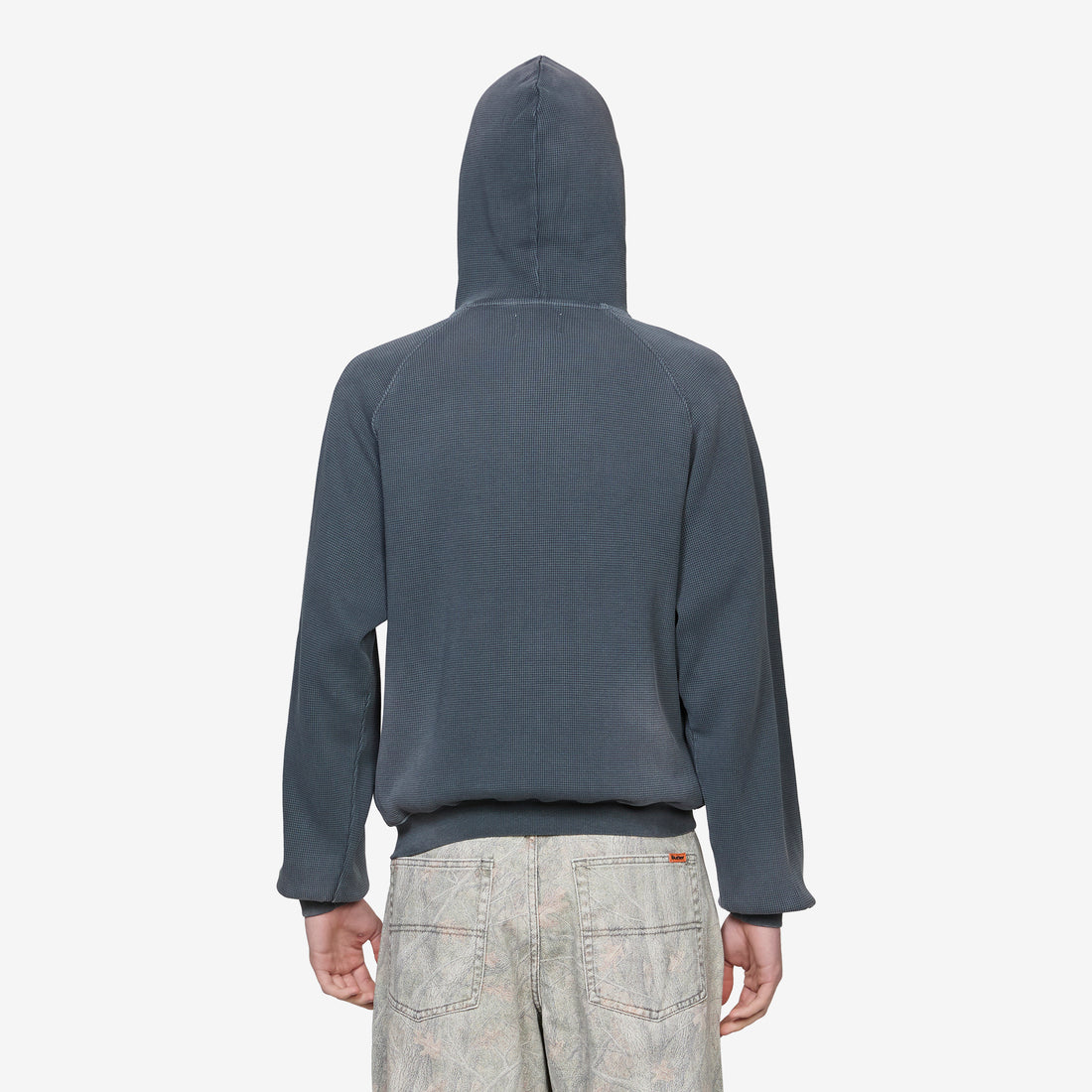 Faded Waffle Zip-Thru Hood Washed Black Jumpers