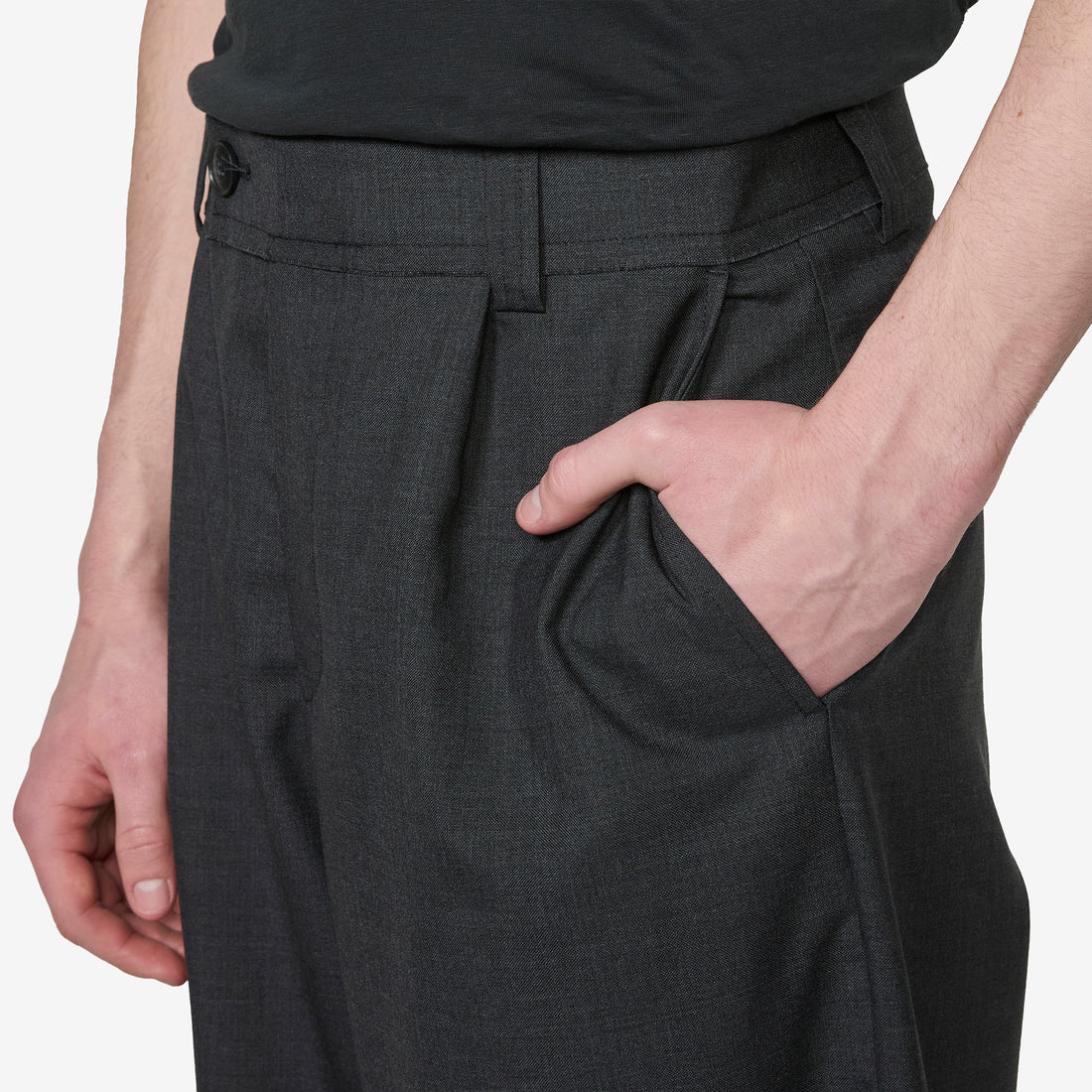 Patch Trousers Dark Grey Dry Wool Pants
