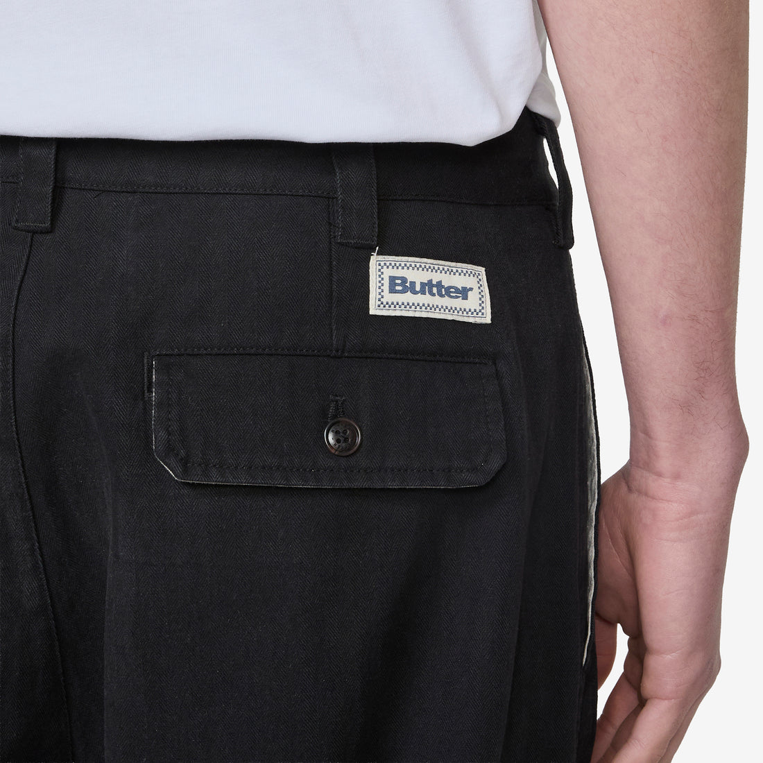 Pleated Trousers Washed Black Pants