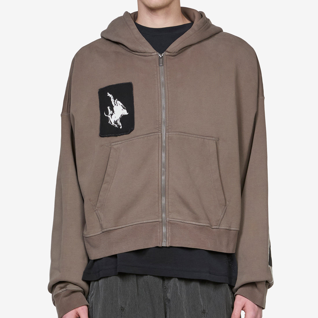 Fleece Cropped Full-Zip Graphic Hoodie Cave Stone Jumpers
