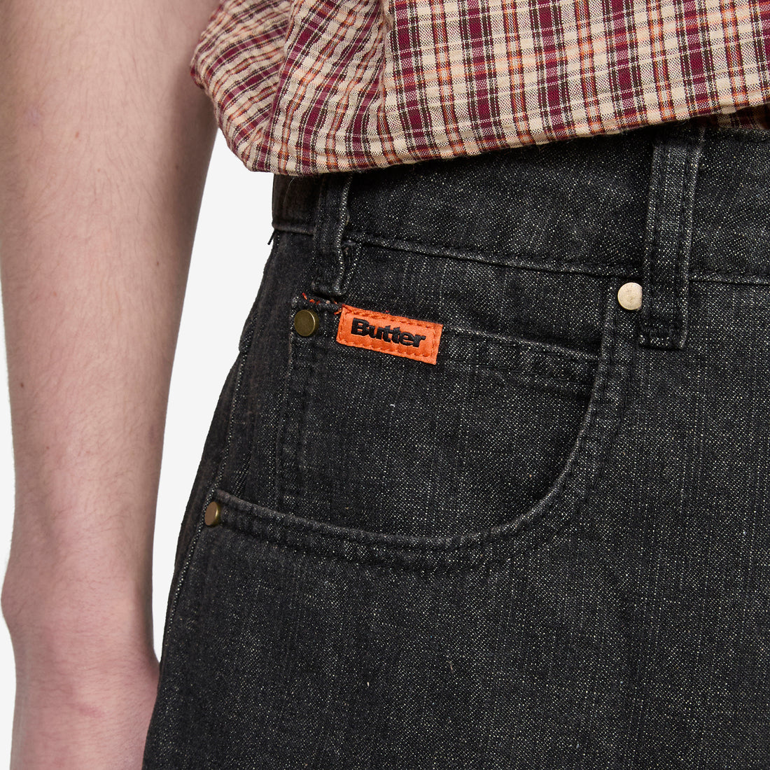 Baggy Denim Shorts Slub Black Shorts
