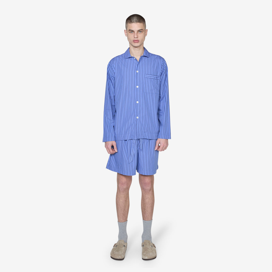 Cotton Poplin Pyjama Shirt Boro Stripes Shirts