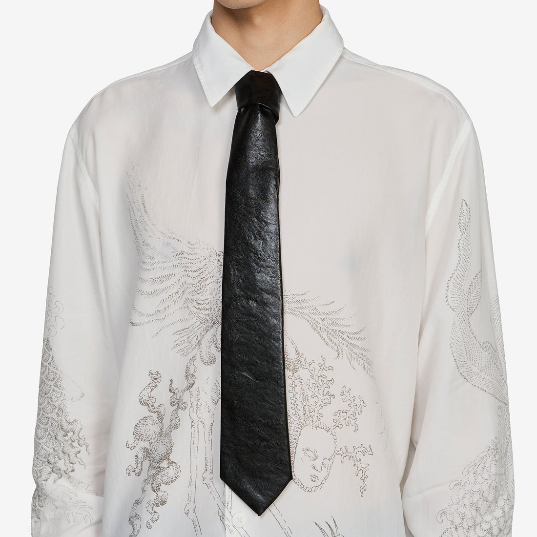 Tie Black Real Fake Leather Accessories