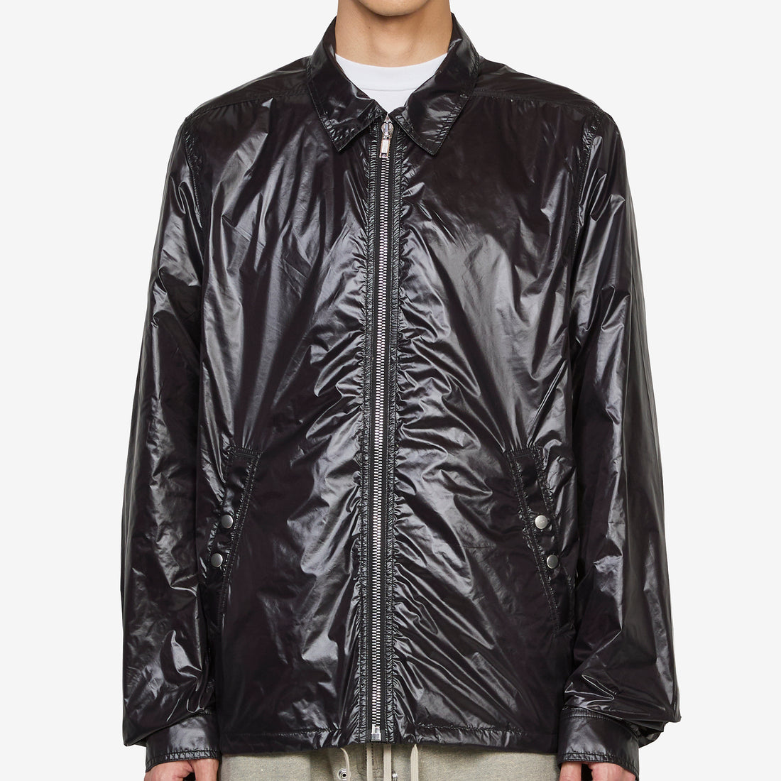 Zipfront Jacket Black Shiny Light Nylon Jackets