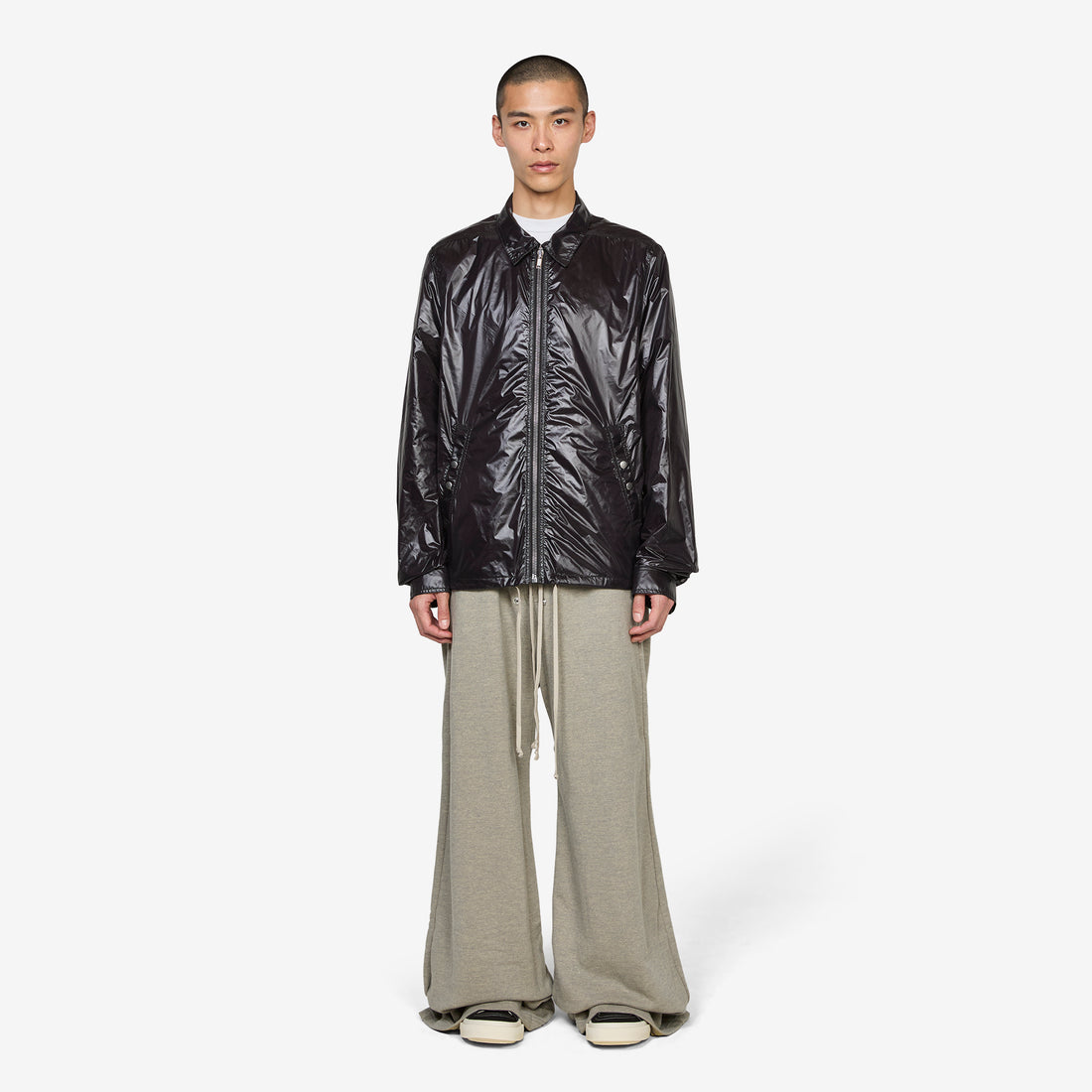 Zipfront Jacket Black Shiny Light Nylon Jackets