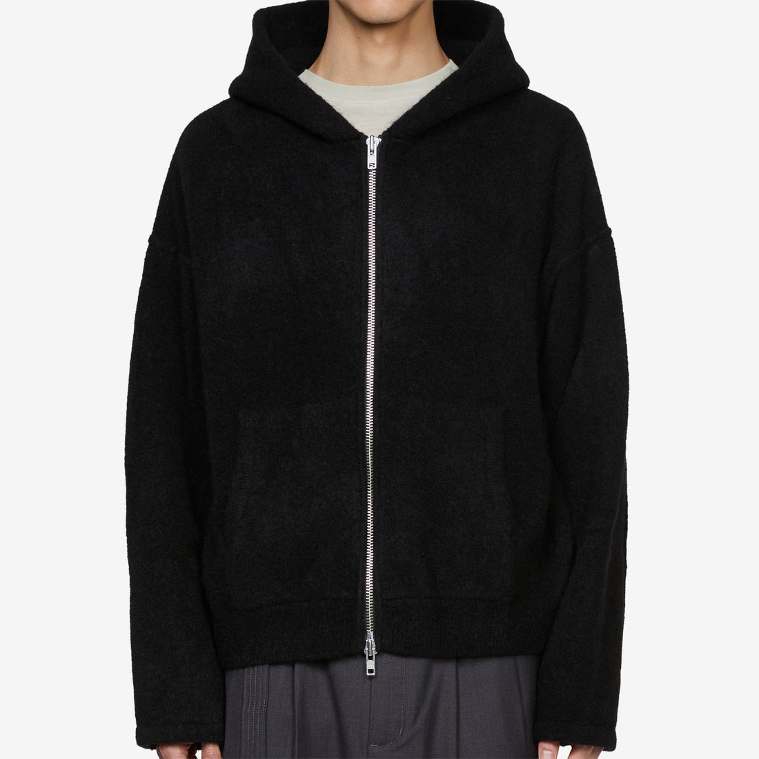 Knit Zip Hood Black Jumpers