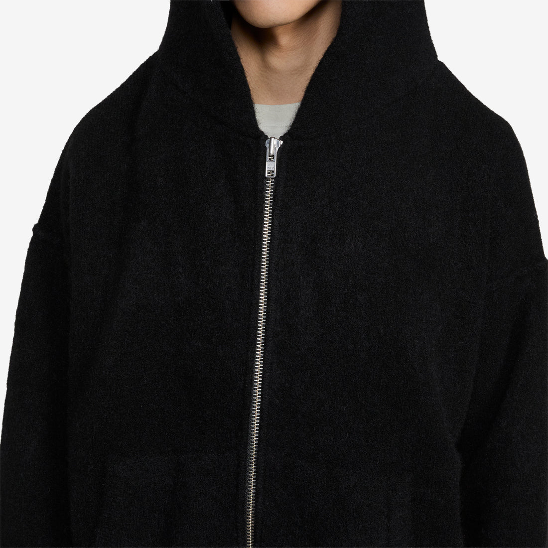 Knit Zip Hood Black Jumpers