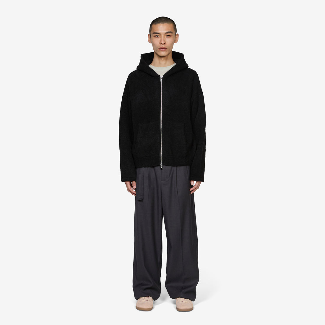 Knit Zip Hood Black Jumpers