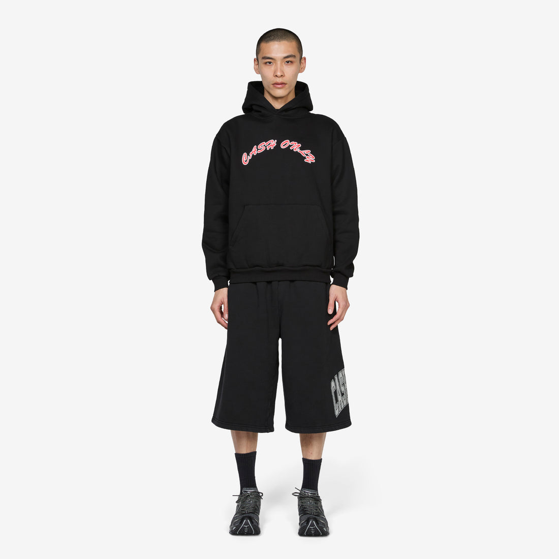 Grid Logo Pullover Hood Black Jumpers