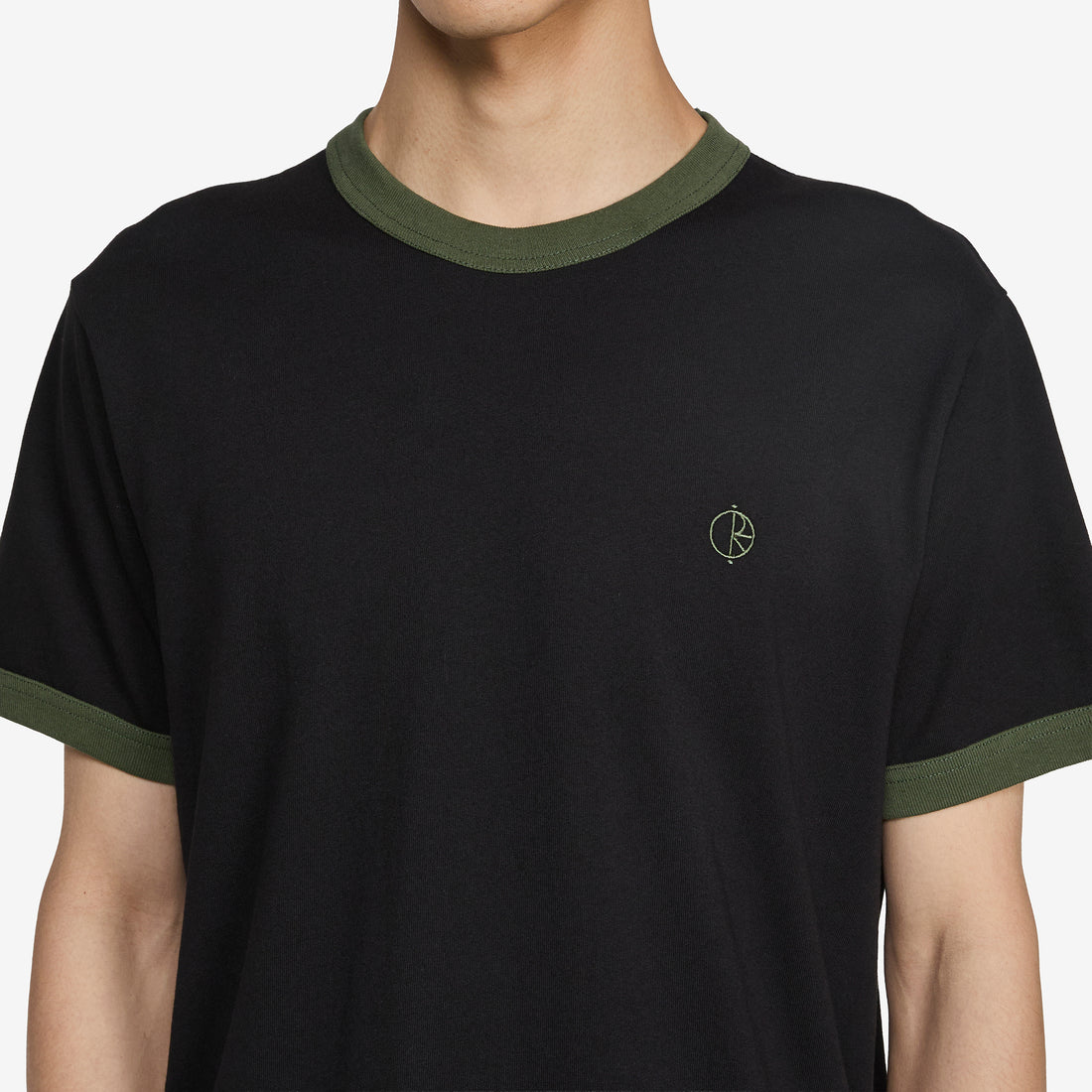 Ringer T-Shirt Black | Uniform Green Tees