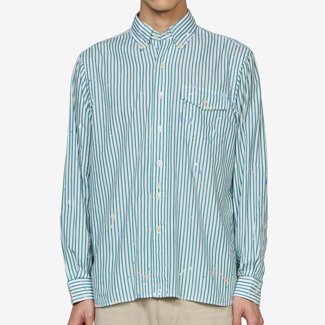 Classic Fit Paint-Splatter Striped Shirt Broadcloth Stripe Shirts