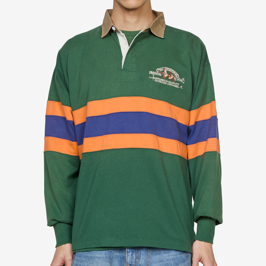 Vintage Embroidered Rugby Shirt Grass Green | Multi Shirts