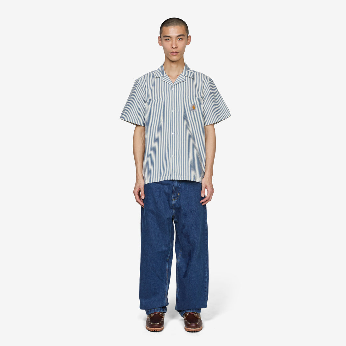 Leavel Shirt Leavel Stripe Blue River | Wax Shirts