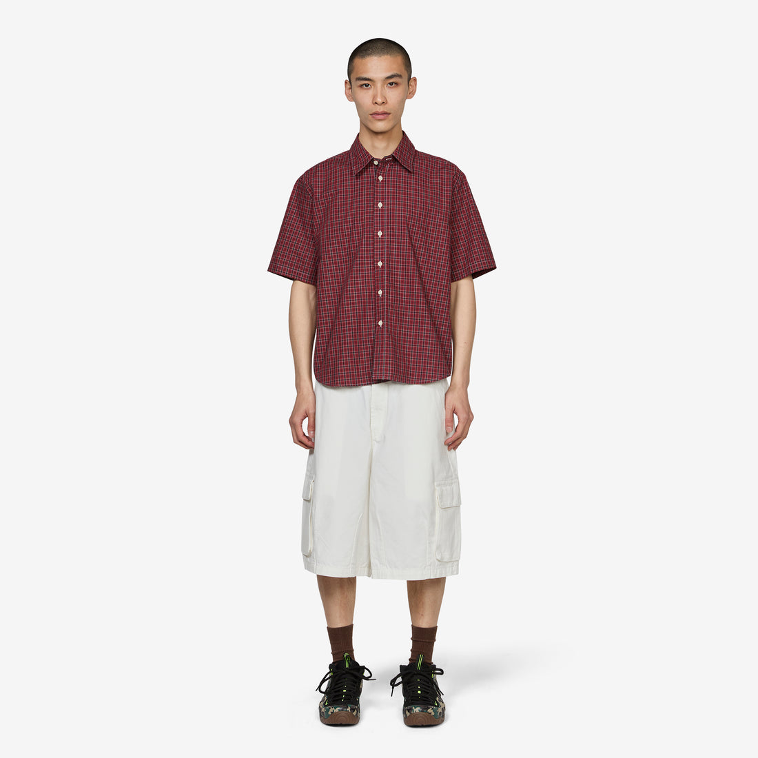 Short Sleeve Tartan Typewriter Shirt Red | Black | White Shirts