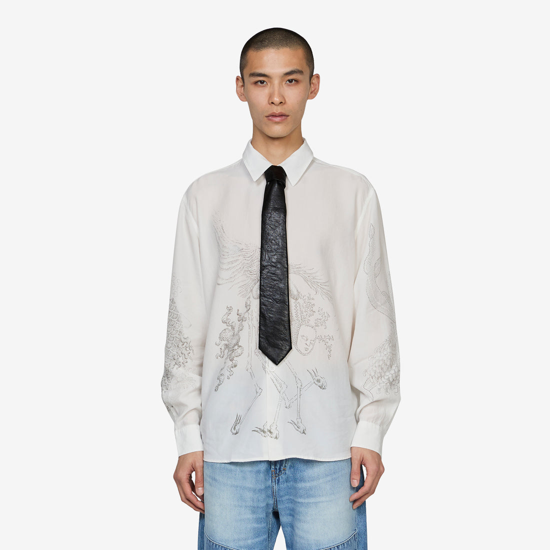 Tie Black Real Fake Leather Accessories
