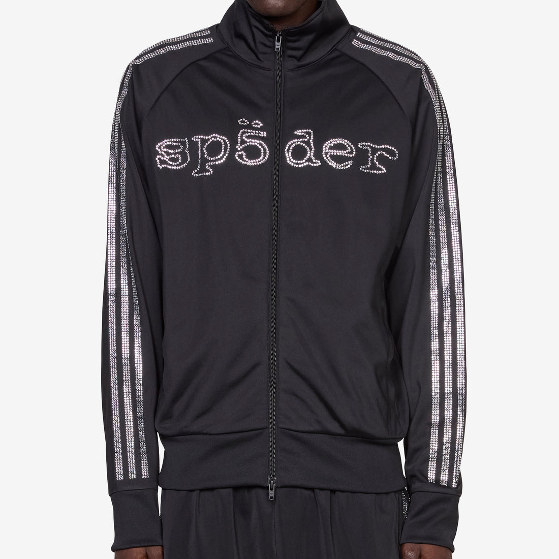 SP5DER x Rhinestone Tracktop Black Jackets