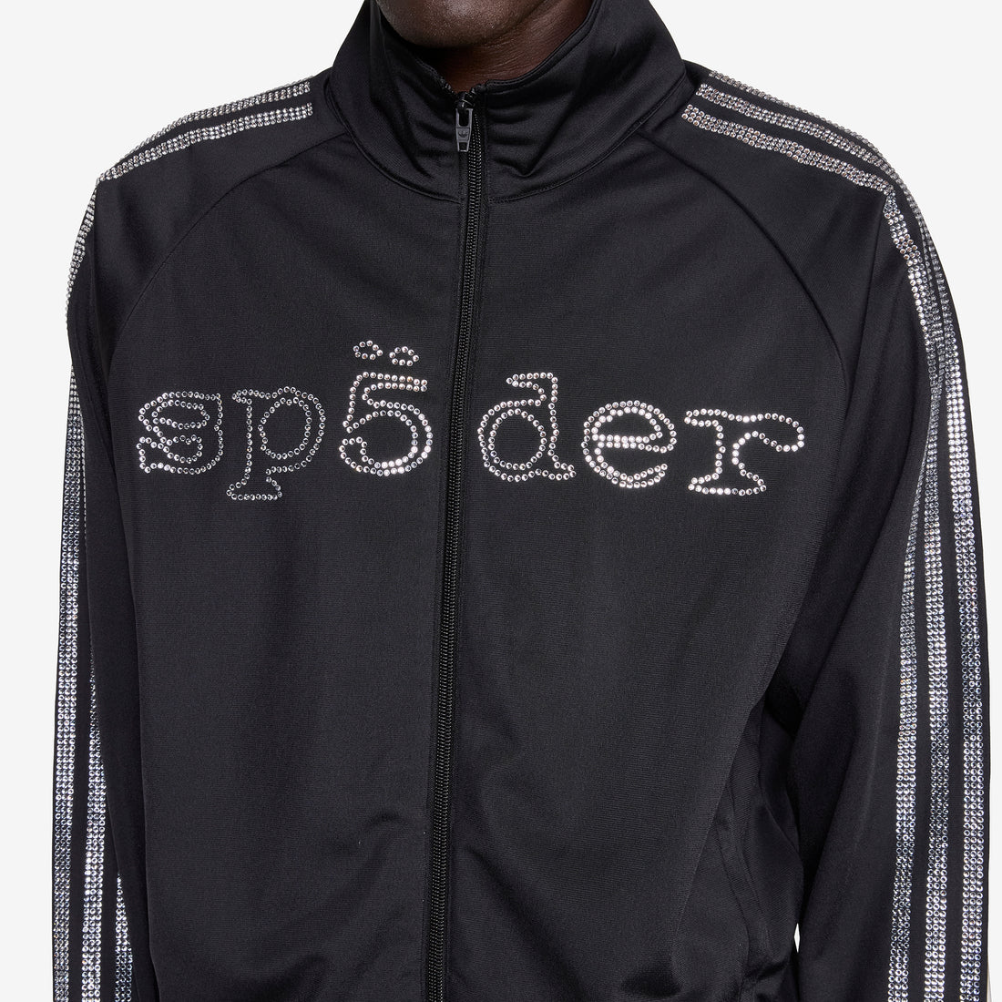 SP5DER x Rhinestone Tracktop Black Jackets