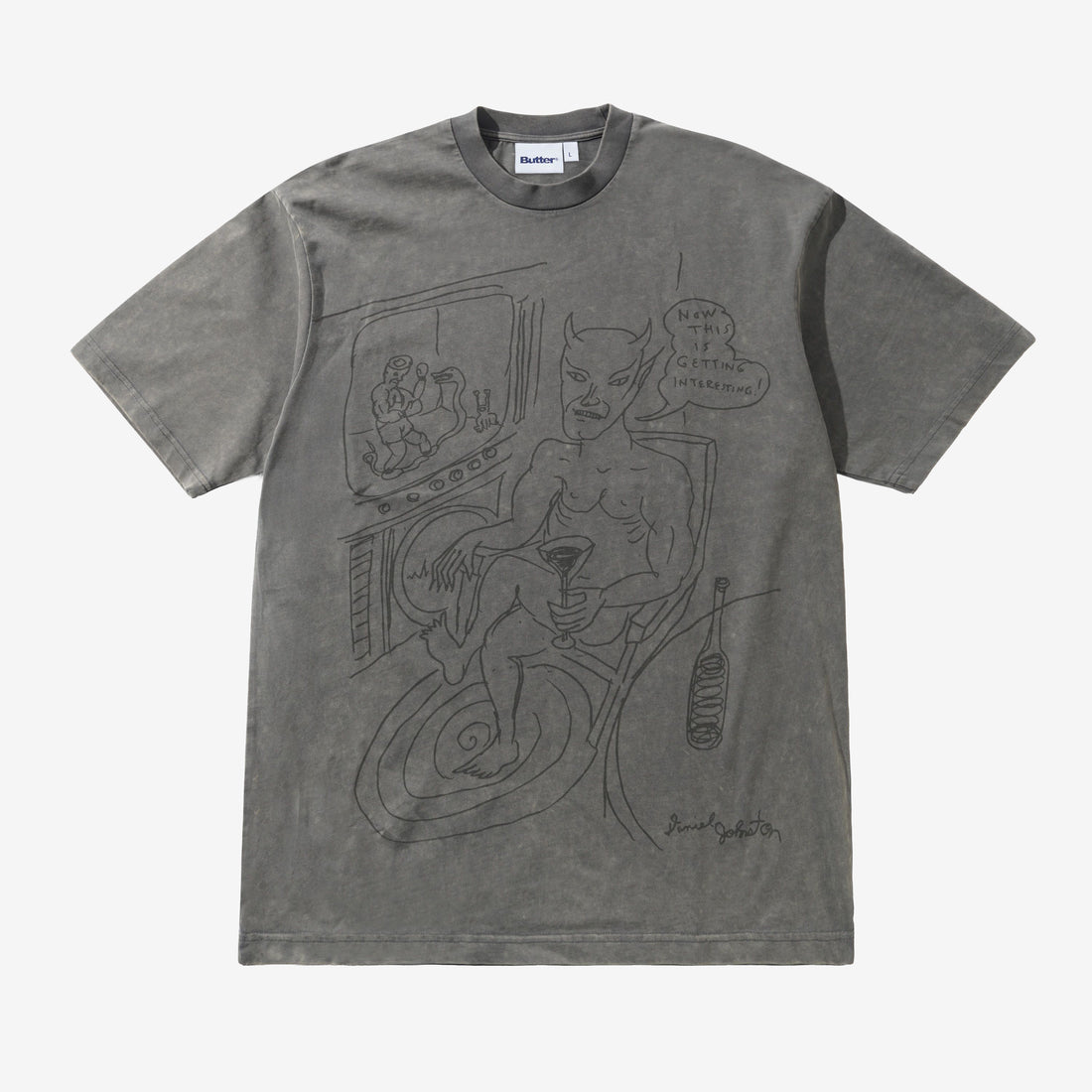 Daniel Johnston Satan T-Shirt Black Acid Wash Tees