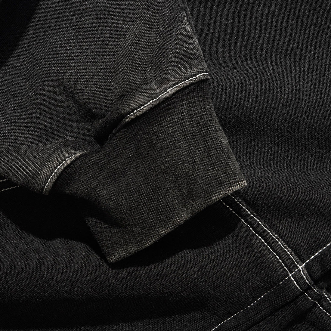 Strip Zip-Thru Hood Washed Black Jumpers