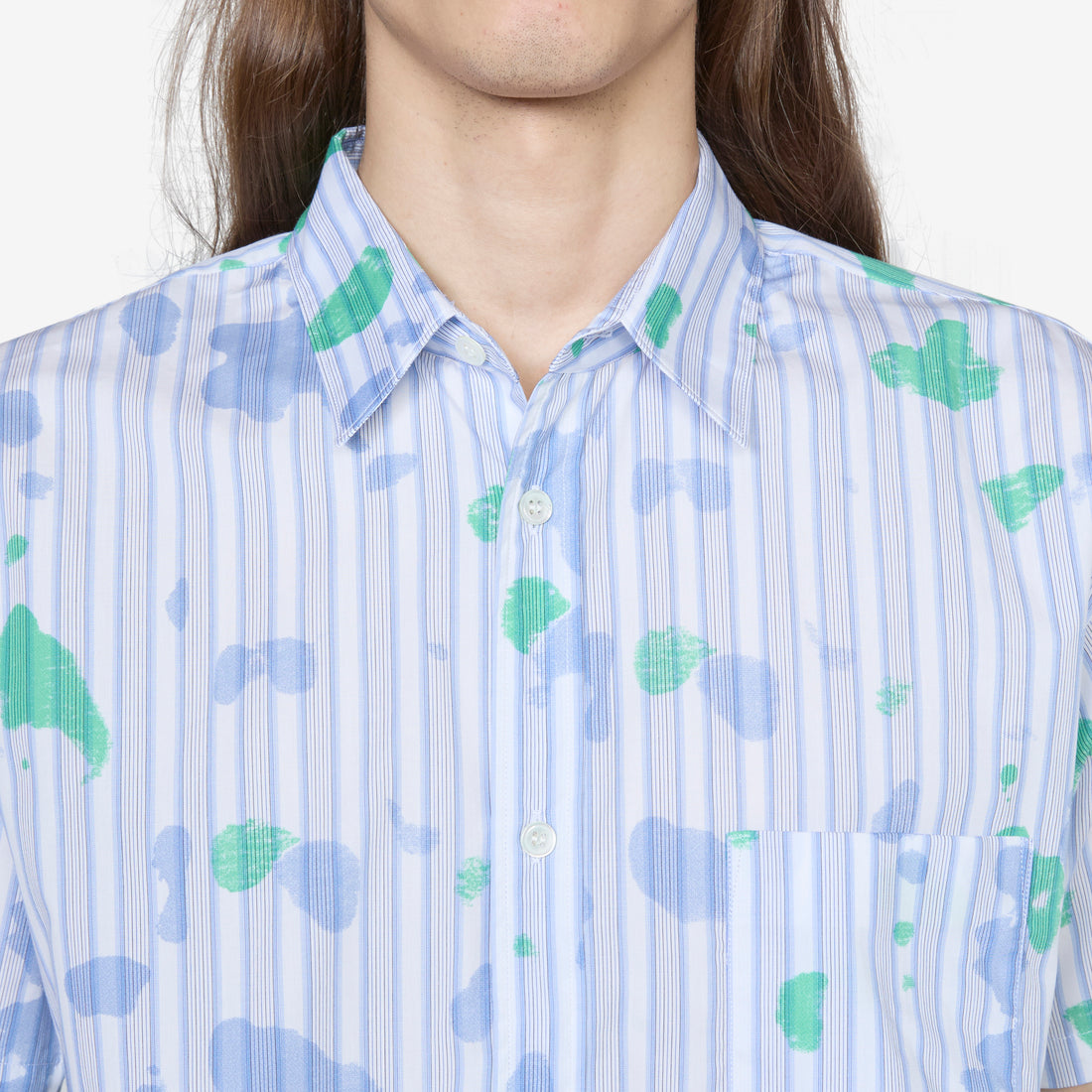 Short Sleeve Spray Paint Shirt Stripe Shirts