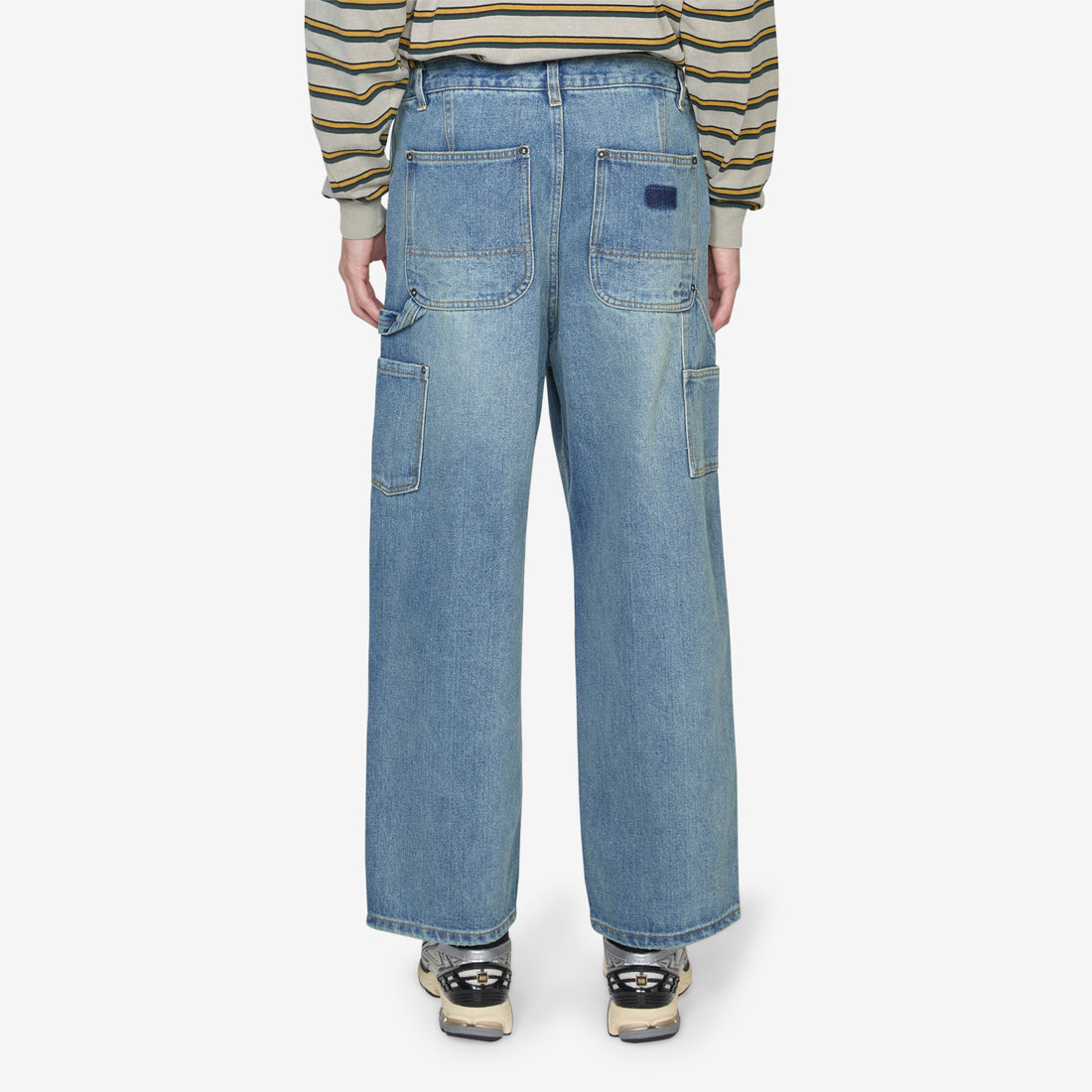 Washed Double Knee Denim Pant Indigo Pants