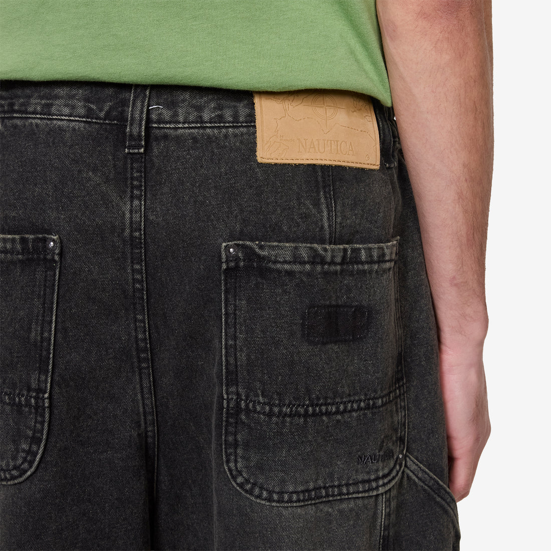 Super Wide Curve Double Knee Painter Denim Pants Black Pants