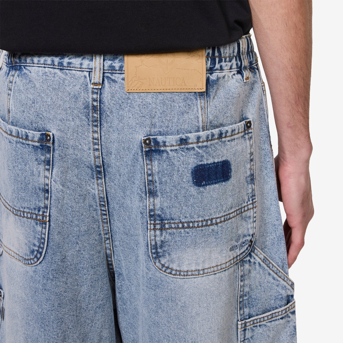 Super Wide Curve Double Knee Painter Denim Pants Black Pants