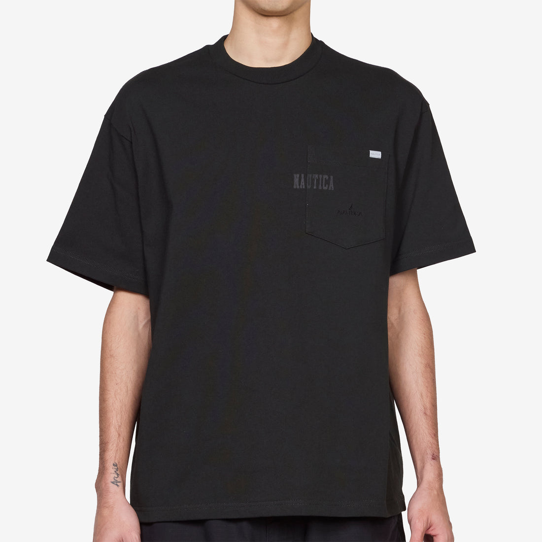 Hidden Logo Pocket Piece Dyed T-Shirt Black Tees