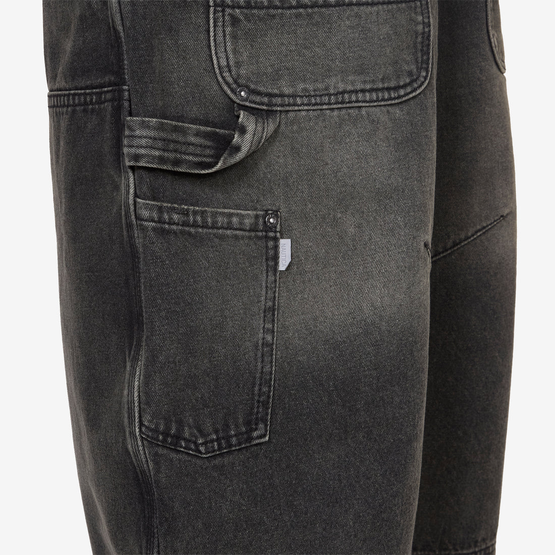 Super Wide Curve Double Knee Cropped Denim Pants Black Shorts